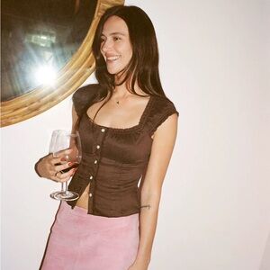 Reformation Alabama Top Chocolate Brown Size 10